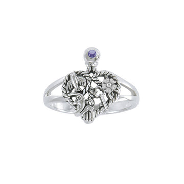 Cimaruta Witch, an iconic wander Sterling Silver Ring with Gemstone TRI2573